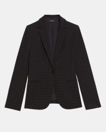 Black Checked Crepe Staple Blazer at Theory