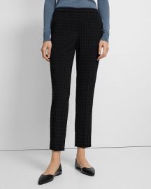 Black Checked Crepe Treeca Pull-On Pant at Theory