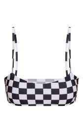 Black Checker Board Low Scoop Bikini Top  PrettyLittleThing USA at Pretty Little Thing