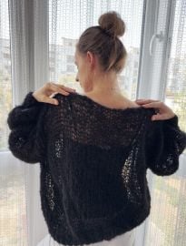 Black Chunky Knit Mohair Sweater Black Oversized Knitted Sweater Boho Knit Sweater See Through Oversized Sweater Wide Sleeve Knit Sweater - at Etsy