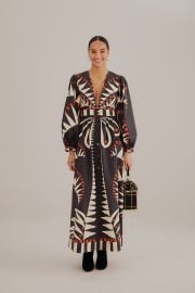 Black Coconut Grove Puff Sleeve Maxi Dress FARM Rio at FARM Rio