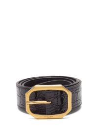 Black Crocodile-effect leather belt  Saint Laurent  FASHION US at Matches