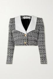 Black Cropped silk mikado-trimmed metallic wool-blend tweed jacket ALESSANDRA RICH NET-A-PORTER at Net a Porter