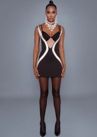 Black Crystal Bodice Mini Dress GUILTY OF GLAM at Guilty of Glam