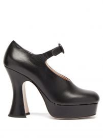 Black Curved-heel leather platform Mary Jane pumps  Miu Miu  FASHION AU at Matches