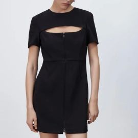 Black Cutout Zipper Mini Dress at Zara