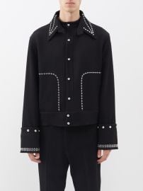 Black Delta detachable-collar studded wool jacket Wales Bonner FASHION US at Matches