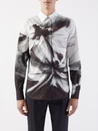 Black Dragonfly Shadow-print satin shirt Alexander McQueen FASHION US at Matches