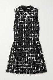 Black Ellis faux pearl-embellished metallic boucl-tweed mini dress ALICE OLIVIA NET-A-PORTER at Net a Porter