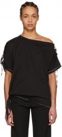 Black Elmer Off The Shoulder T-Shirt by Ann Demeulemeester at Farfetch