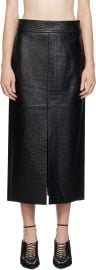 Black Embossed Leather Midi Skirt at ssense