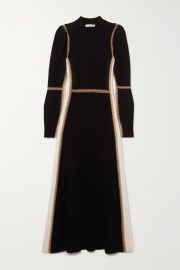 Black Embroidered wool and cashmere-blend turtleneck maxi dress CHLO NET-A-PORTER at Net a Porter