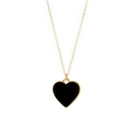 Black Enamel Heart Necklace Becket and Quill at Becket and Quill