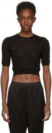 Black Float Stitch Crop Sweater by T by Alexander Wang at SSense