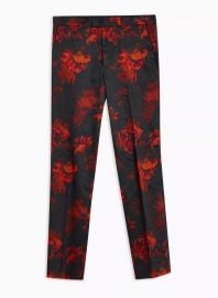 Black Floral Print Slim Pants at Topman