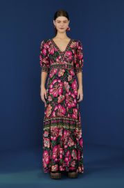 Black Flowers Garden Lenzing Ecovero Viscose Maxi Dress at FARM Rio