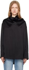 Black Funnel Neck Satin Blouse at ssense