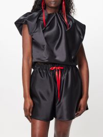 Black Gathered satin top Simone Rocha UK at Matches