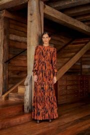 Black Giraffes Puff Sleeve Maxi Dress FARM Rio at FARM Rio