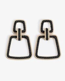 Black Gold Yarn Doorknocker Earrings at Express