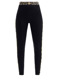 Black Greca-jacquard cotton-blend jersey leggings  Versace  FASHION US at Matches