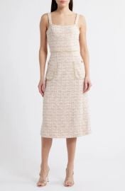Black Halo Amaranta Boucl Tweed Midi Dress in Ballet Boucle at Nordstrom Rack
