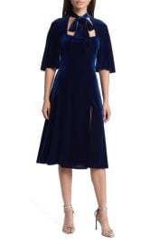 Black Halo Coralia Tie Neck Velvet Dress at Nordstrom