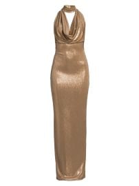 Black Halo Eulalia Metallic Cowlneck Maxi Dress | Saks Fifth Avenue at Saks Fifth Avenue