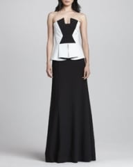 Black Halo Eve Drea Leather-Bodice Gown at Neiman Marcus