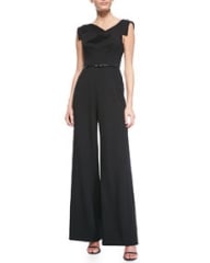 Black Halo Jackie Asymmetric Wide-Leg Jumpsuit at Neiman Marcus