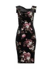 Black Halo Jackie O Floral Midi Dress in Moody Rouge at Saks Fifth Avenue