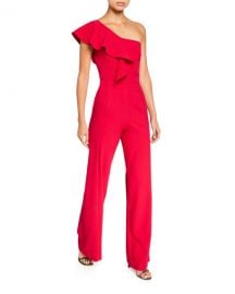 Black Halo Kallan One-Shoulder Wide-Leg Jumpsuit at Neiman Marcus