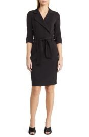 Black Halo Lucinda Faux Wrap Coat Dress at Nordstrom