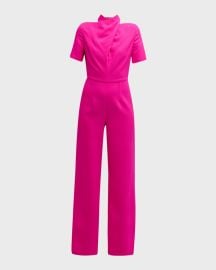 Black Halo Mercer Mock-Neck Cutout Crepe Jumpsuit at Neiman Marcus