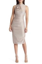 Black Halo Shaw Metallic Ruched Body-Con Cocktail Dress at Nordstrom