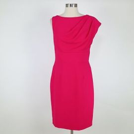 Black Halo Sheath Dress Alexander Womens 10 Pink Magenta Sleeveless Pleated at eBay