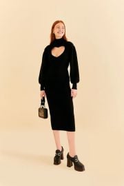 Black Heart Neckline Knit Dress FARM Rio at Farm Rio