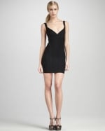 Black Herve Leger mini dress at Bergdorf Goodman