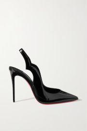 Black Hot Chick Sling 100 patent-leather slingback pumps CHRISTIAN LOUBOUTIN NET-A-PORTER at Net a Porter