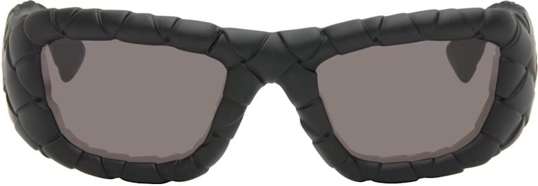 Black Intrecciato Rectangular Sunglasses at ssense