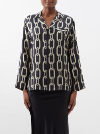 Black Juste chain-print silk-twill shirt Nili Lotan FASHION US at Matches