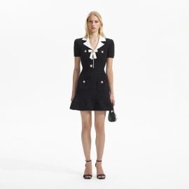 Black Knit Bow Mini Dress self-portrait-US at Self Portrait