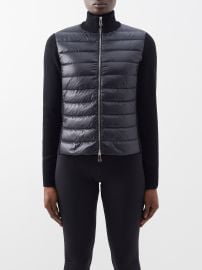 Black Knitted-sleeve quilted down jacket Moncler FASHION US at Matches