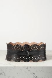 Black Laser-cut leather waist belt ALAA NET-A-PORTER at Net a Porter