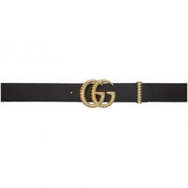 Black Leather GG Belt by Gucci at Ssense