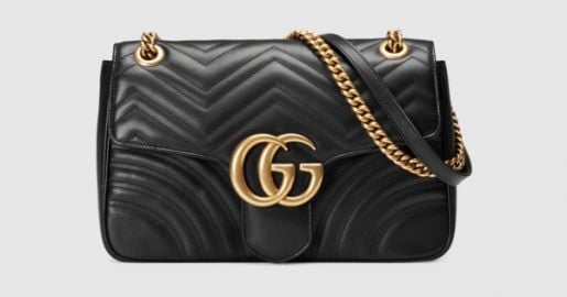 Black Leather GG Marmont Medium Matelass Shoulder Bag   US at Gucci