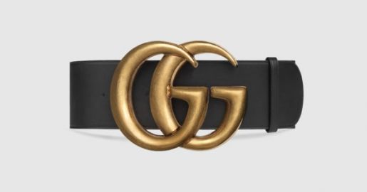 Black Leather Wide Belt With Double G   US at Gucci