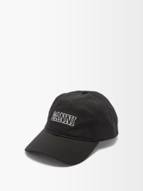 Black Logo-embroidered organic-cotton baseball cap Ganni US at Matches