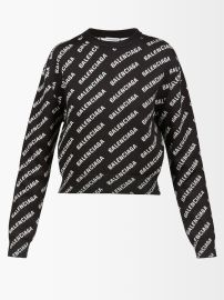 Black Logo-jacquard cotton-blend sweater Balenciaga FASHION US at Matches