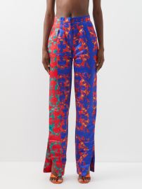 Black Lucky wax-print cotton striaght-leg trousers Lisa Folawiyo FASHION US at Matches